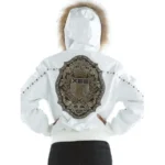 White Leather Fur Hood Jacket