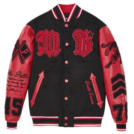 Red Wool & Leather Varsity Jacket