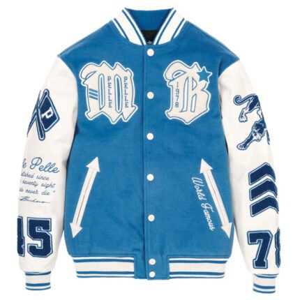 Pelle Pelle Blue and White Classic Varsity Jacket