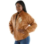 Shoulder Crest Brown Leather Jacket