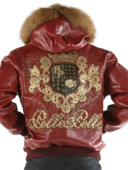 Crest Maroon Leather Jacket