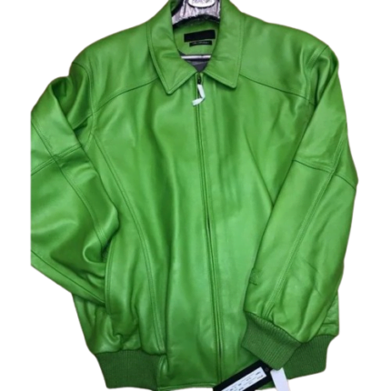 Plain Green Leather Jacket