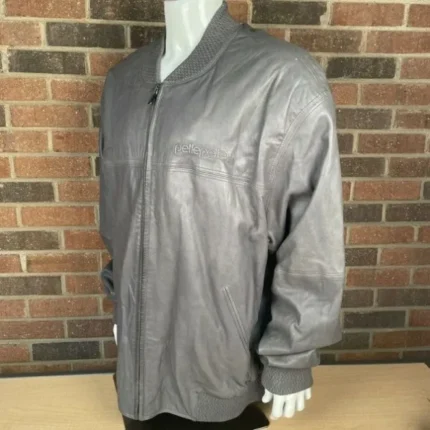 Plain Grey Leather Jacket