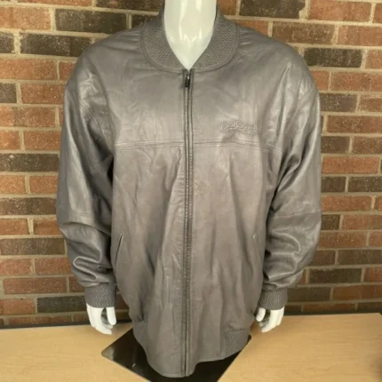 Plain Grey Leather Jacket