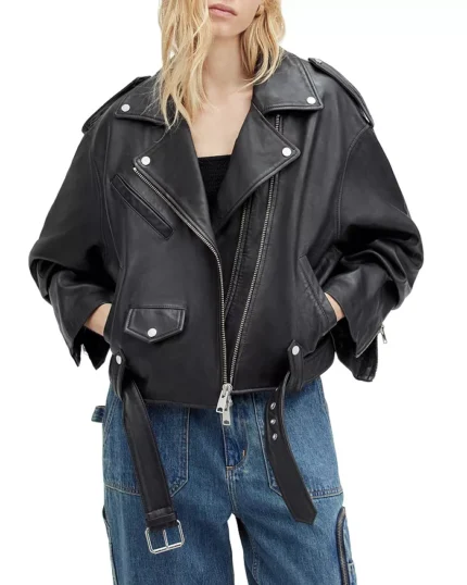 Biker Cropped Leather Jacket