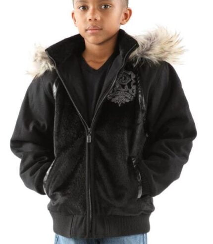 Pelle Pelle Black Fur Wool Kids Jacket