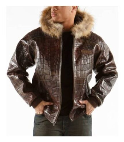 Pelle Pelle Iridescent Croc Dark Brown Jacket