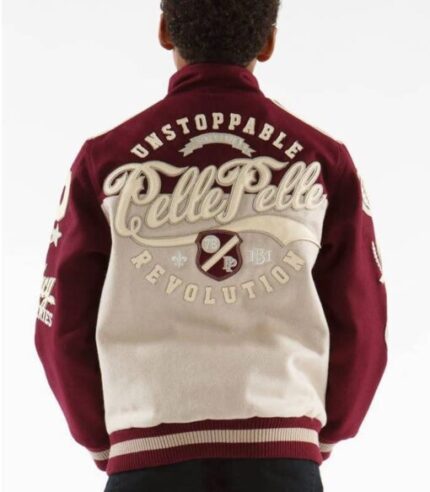 Pelle Pelle Maroon Black Kids Jacket