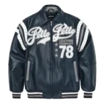 Pelle Pelle Men Blue Varsity Leather Jacket