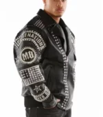 Pelle Pelle Men Studded Black Leather Jacket