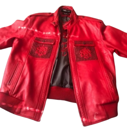 Red MB Studded Leather Jacket