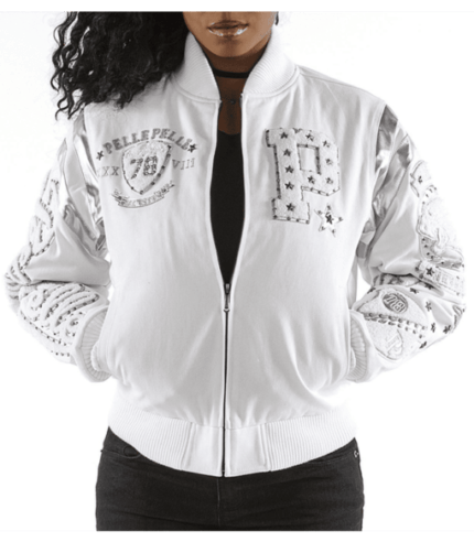 Pelle Pelle White Eclipse Varsity Jacket