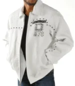 Pelle Pelle White Legendary Studded Jacket