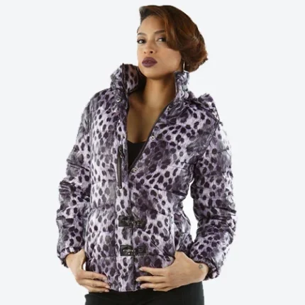 Pelle Pelle Women Cheetah Purple Winter Coat