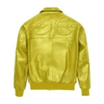 Yellow Plush Women Leather Jacket