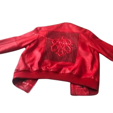 Red MB Studded Leather Jacket