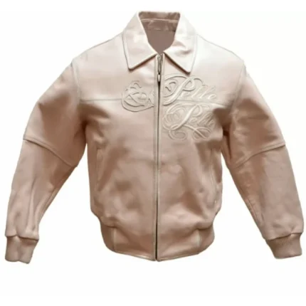 Pelle Pelle Light Pink Embroidered Leather Jacket