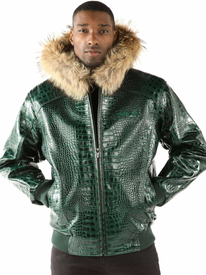 Pelle Pelle Basic Nile Green Two Tone Cayman leather Jacket 1