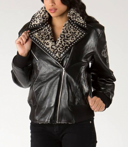 Pelle Pelle Black Collar Biker Women Jacket