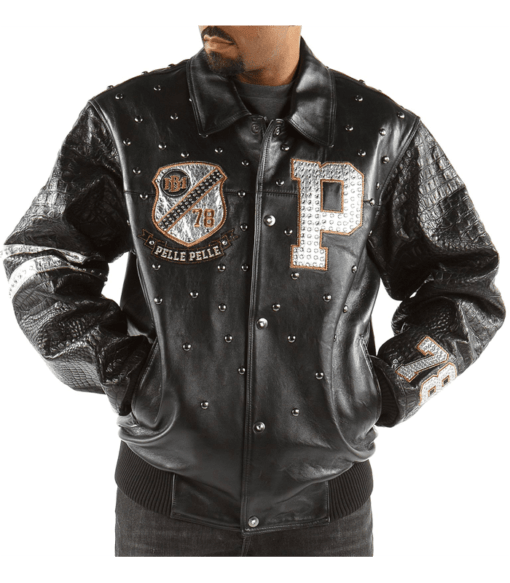 Pelle Pelle Black Letterman Men Jacket