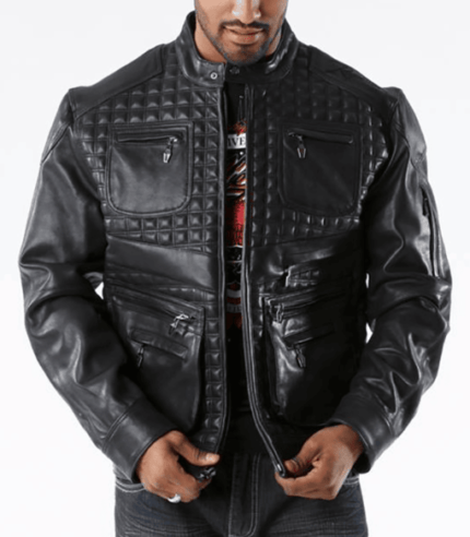 Pelle Pelle Black Mosaic Burnish Men Jacket