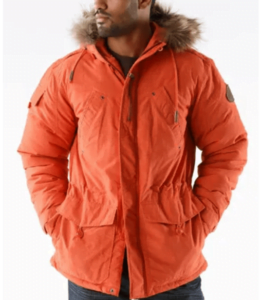 Pelle Pelle Men Fur Hooded Orange Jacket