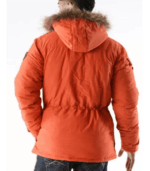 Pelle Pelle Men Fur Hooded Orange Jacket