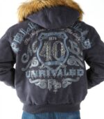 Pelle Pelle Navy Blue Fur Hooded Wool Jacket