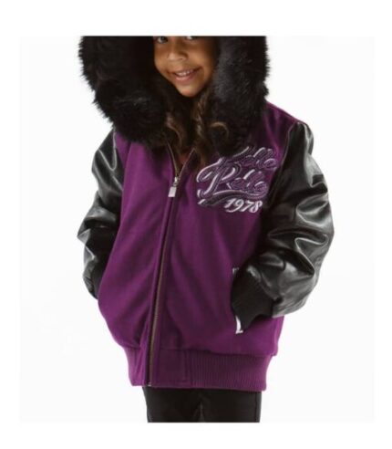 Pelle Pelle Purple Fur Hooded Kids Jacket