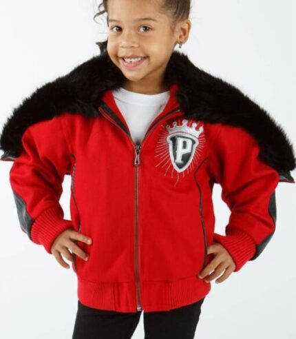 Pelle Pelle Red and Black Fur Kids Jacket