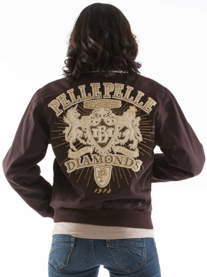 pelle pelle ladies platinum diamonds brown jacket