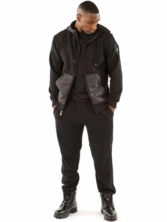 pelle pelle nylon hooded midlayer black tracksuit