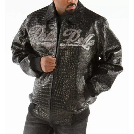 Pelle Pelle Scripted Leather Black Jacket | Men Jacket