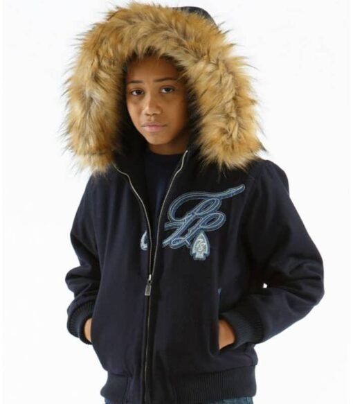 Pelle Pelle 78 Trail Blazer Fur Hooded Kids Navy Jacket