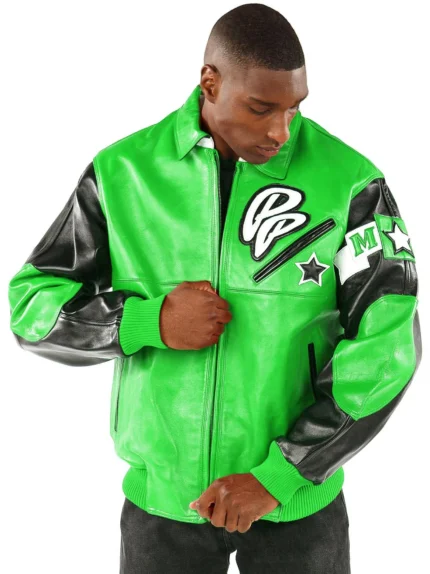 Green Pelle Pelle Soda Club Leather Jacket