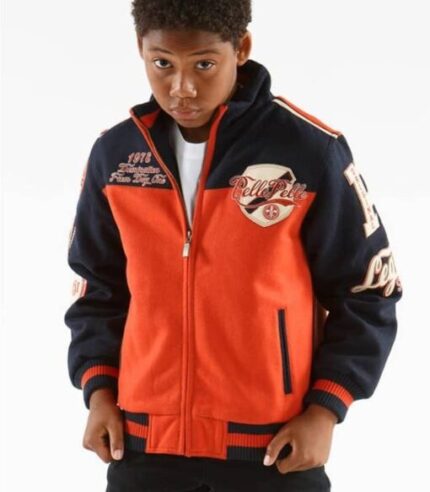 Pelle Pelle Kids Orange and Navy Jacket