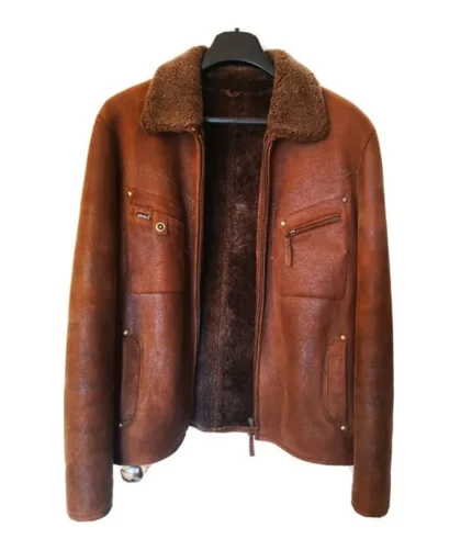 Pelle Pelle Brown Sherpa Leather Fur Coat | Men & Women