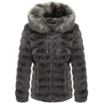 Pelle Pelle Grey Puffer Fur Hood Jacket | Wool Jacket