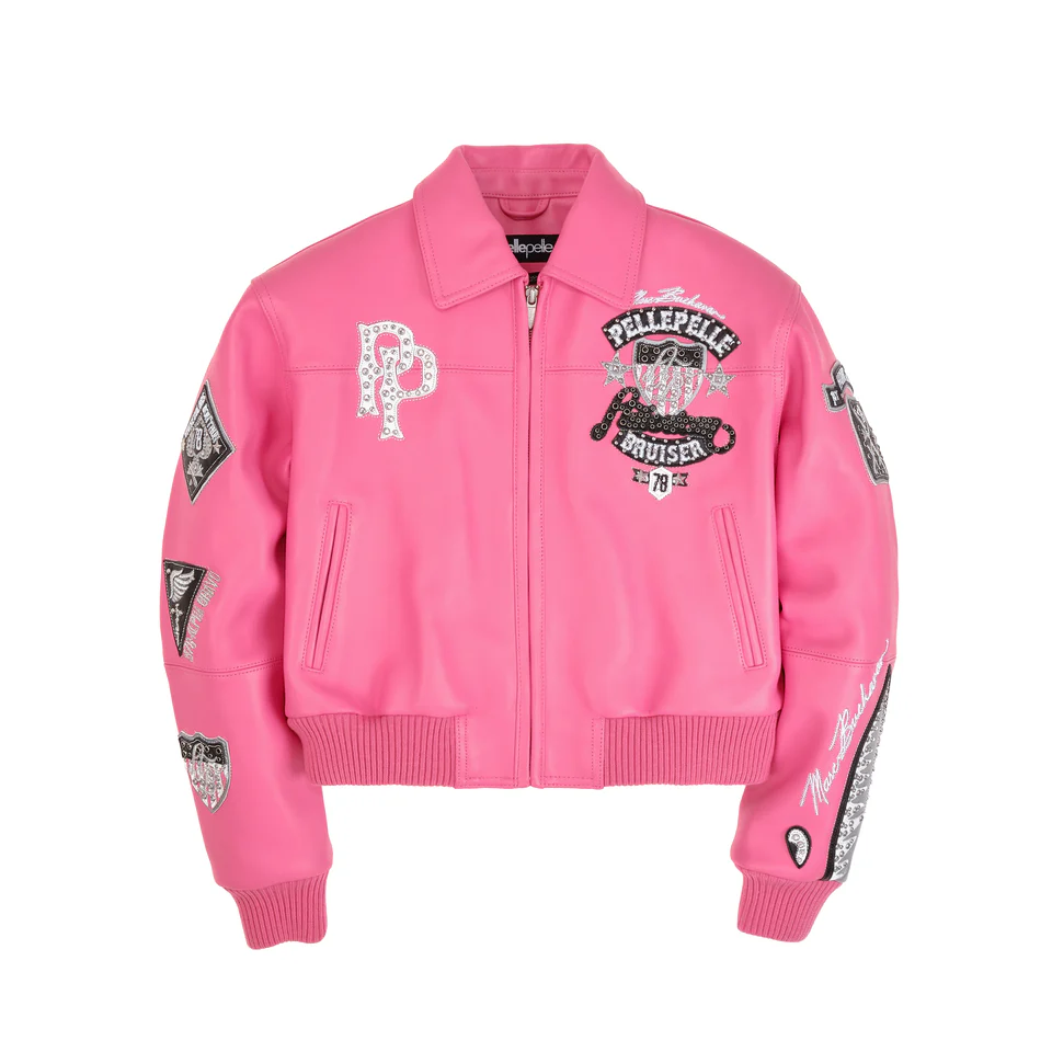 Pelle Pelle American Bruiser Plush Womens Crop Jacket Pink