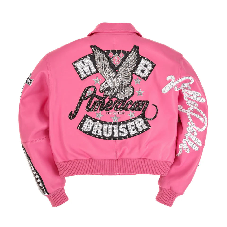 Pelle Pelle American Bruiser Plush Womens Crop Jacket Pink